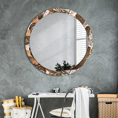 Round decorative wall mirror Palm leaves