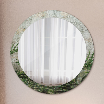 Round decorative wall mirror Fern leaves