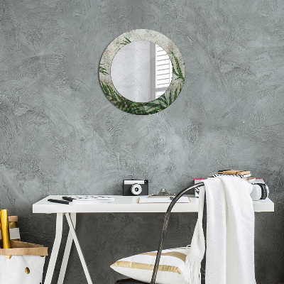 Round decorative wall mirror Fern leaves