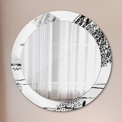 Round decorative wall mirror Graffiti pattern