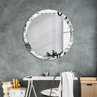 Round decorative wall mirror Graffiti pattern