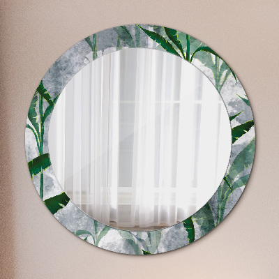 Round decorative wall mirror Tropical leaves