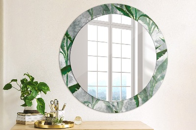 Round decorative wall mirror Tropical leaves