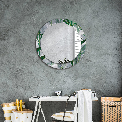 Round decorative wall mirror Tropical leaves