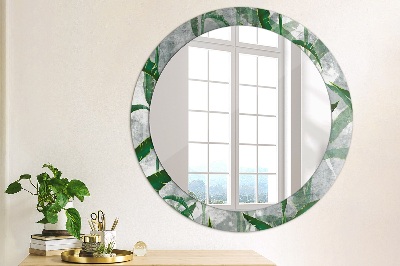 Round decorative wall mirror Tropical leaves