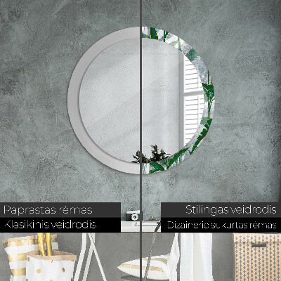 Round decorative wall mirror Tropical leaves