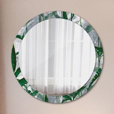 Round decorative wall mirror Tropical leaves