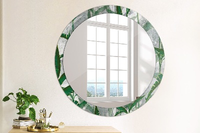 Round decorative wall mirror Tropical leaves