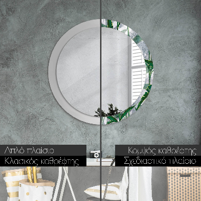 Round decorative wall mirror Tropical leaves