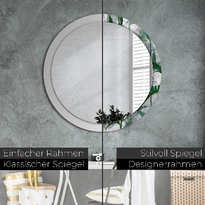 Round decorative wall mirror Tropical leaves