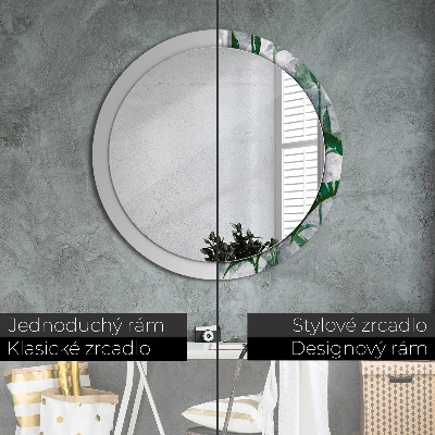 Round decorative wall mirror Tropical leaves