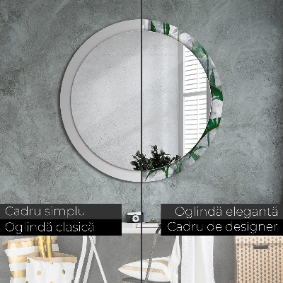 Round decorative wall mirror Tropical leaves