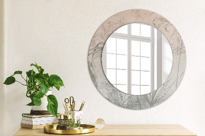 Round decorative wall mirror Tropical flowers