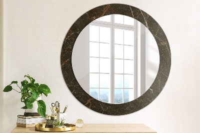 Round mirror printed frame Brown marble