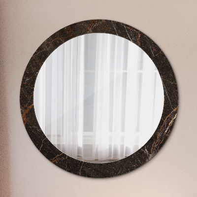 Round mirror printed frame Brown marble