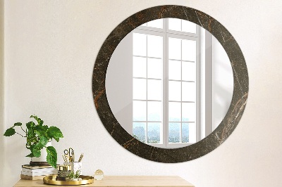 Round mirror printed frame Brown marble