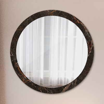 Round mirror printed frame Brown marble