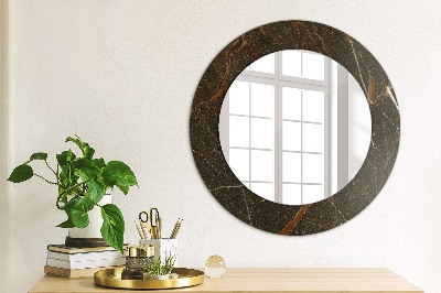 Round mirror printed frame Brown marble