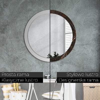 Round mirror printed frame Brown marble