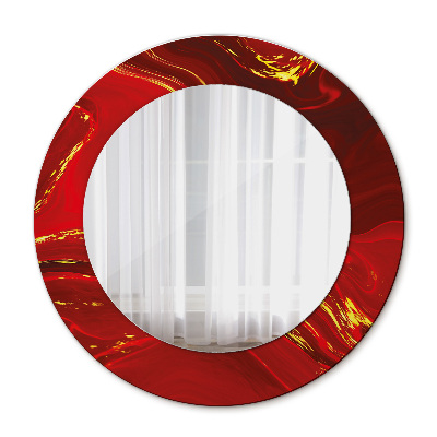 Round mirror decor Red marble