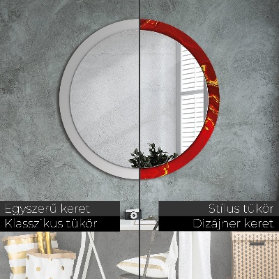 Round mirror decor Red marble
