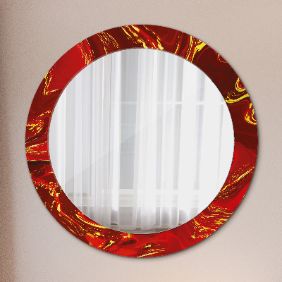 Round mirror decor Red marble