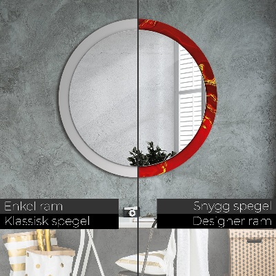 Round mirror decor Red marble