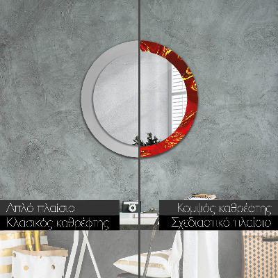 Round mirror decor Red marble