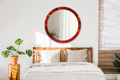 Round mirror decor Red marble