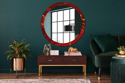 Round mirror decor Red marble