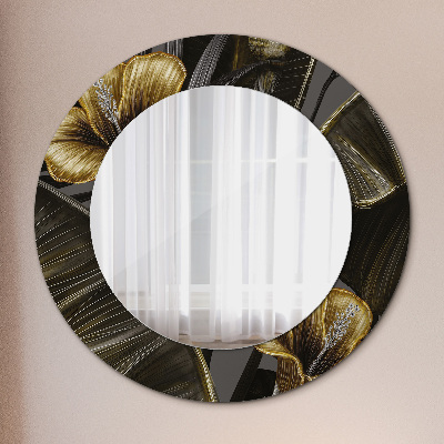 Round mirror printed frame Hibiscus flowers