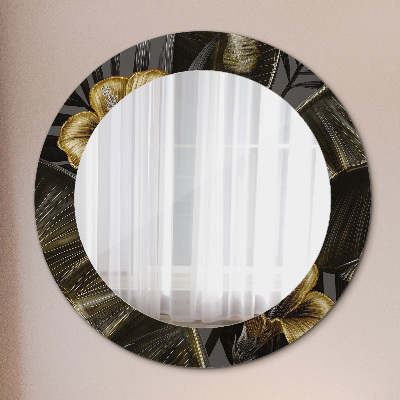 Round mirror printed frame Hibiscus flowers