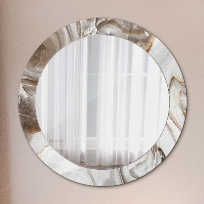 Round mirror print Light marble
