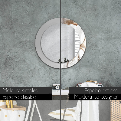 Round mirror print Light marble