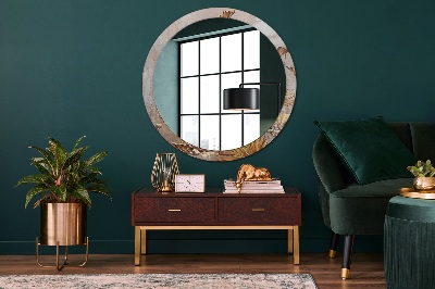 Round decorative wall mirror Golden leaves
