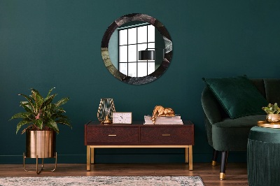 Round decorative wall mirror Dark tropical leaves