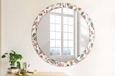 Round decorative wall mirror Vintage flowers