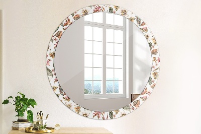 Round decorative wall mirror Vintage flowers