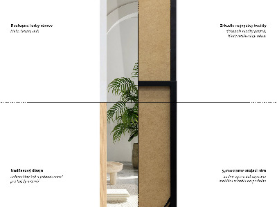 Floor mirror with white frame 36x156 cm