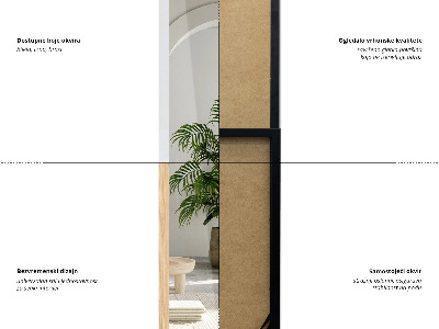 Floor mirror with white frame 36x156 cm