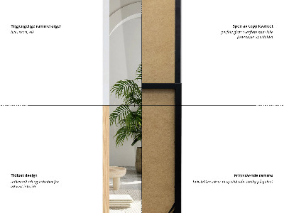 Floor mirror with white frame 36x156 cm