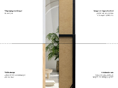 Standing mirror with black frame 36x156 cm