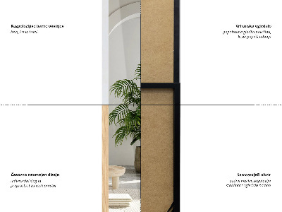 Standing mirror with black frame 36x156 cm