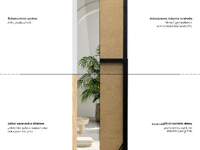 Standing mirror with black frame 36x156 cm