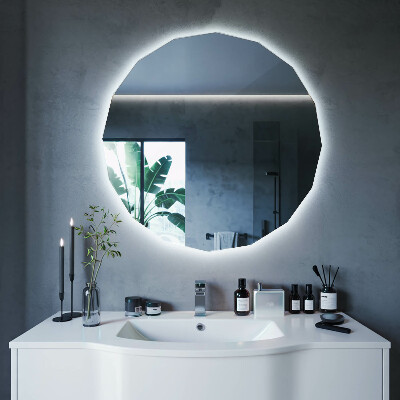 Geometric mirror with LED lights