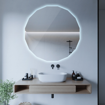 Geometric mirror with LED lights