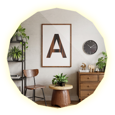 Geometric mirror with LED lights