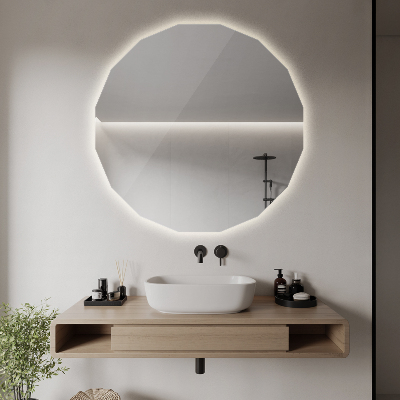 Geometric mirror with LED lights