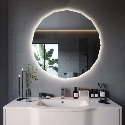 Geometric mirror with LED lights