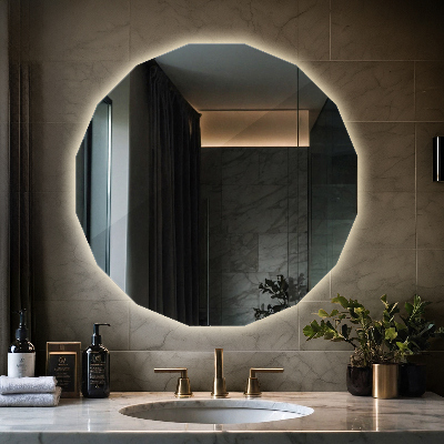 Geometric mirror with LED lights
